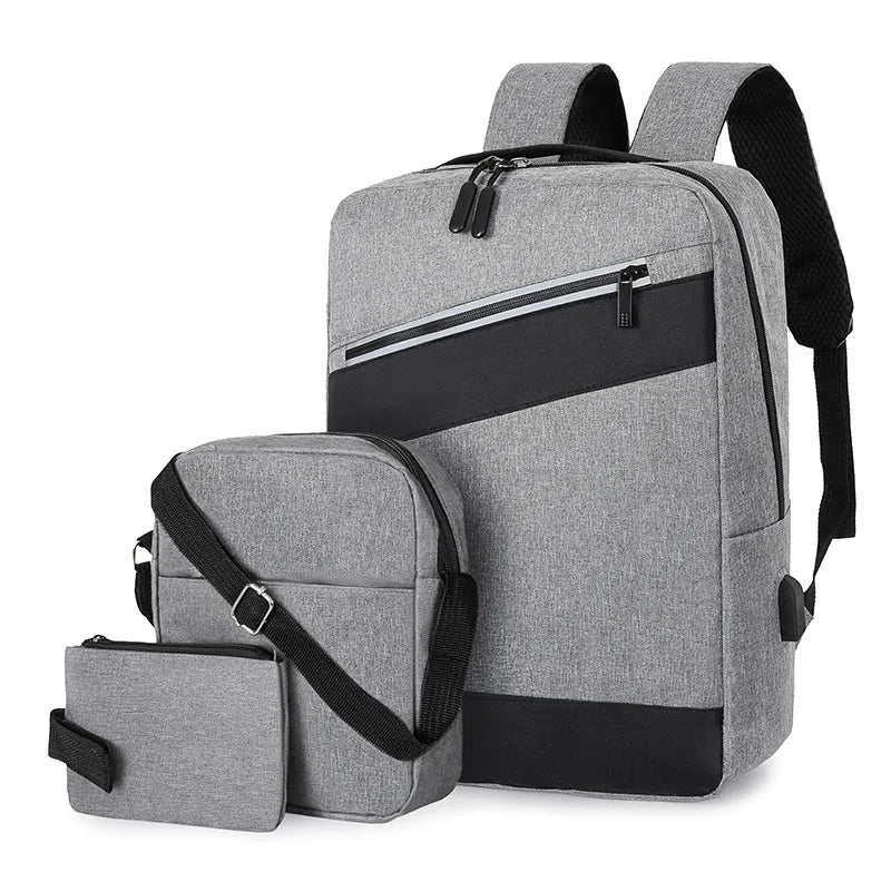 Sac à dos homme avec sac bandoulière et trousse 3en1 bleu 2776-3 – محفظة ظهر رجالية 3 قطع أزرق