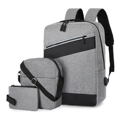 Sac à dos homme avec sac bandoulière et trousse 3en1 bleu 2776-3 – محفظة ظهر رجالية 3 قطع أزرق