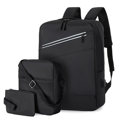 Sac à dos homme avec sac bandoulière et trousse 3en1 bleu 2776-3 – محفظة ظهر رجالية 3 قطع أزرق