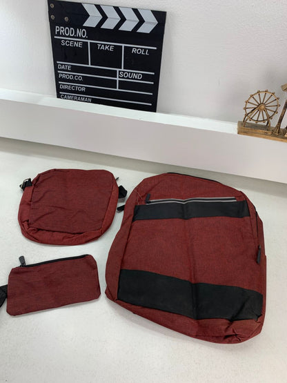 Sac à dos homme avec sac bandoulière et trousse 3en1 bleu 2776-3 – محفظة ظهر رجالية 3 قطع أزرق