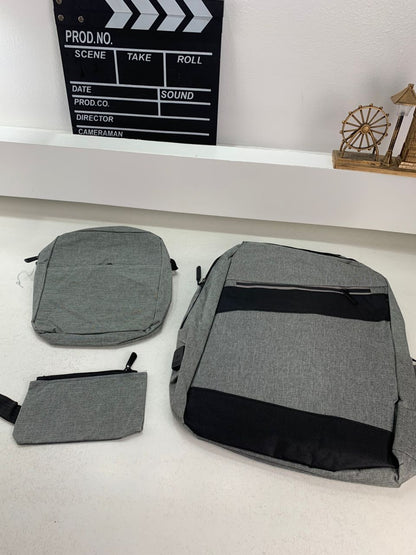 Sac à dos homme avec sac bandoulière et trousse 3en1 bleu 2776-3 – محفظة ظهر رجالية 3 قطع أزرق