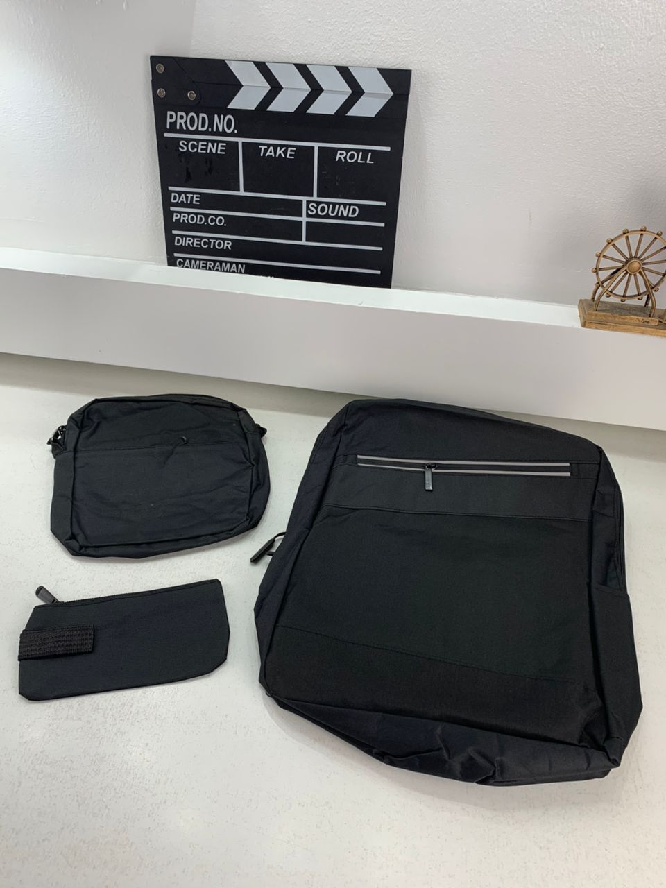 Sac à dos homme avec sac bandoulière et trousse 3en1 bleu 2776-3 – محفظة ظهر رجالية 3 قطع أزرق