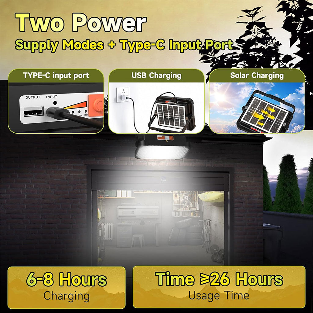 Lampe Solaire Rechargeable LED 300 W Portable et Magnétique 26000LM – مصباح محمول قابل للشحن بالطاقة الشمسية