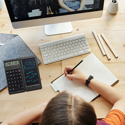Calculatrice pliable et numérique avec tablette d’écriture LCD 6 pouces – آلة حاسبة ولوحة كتابة 2في1