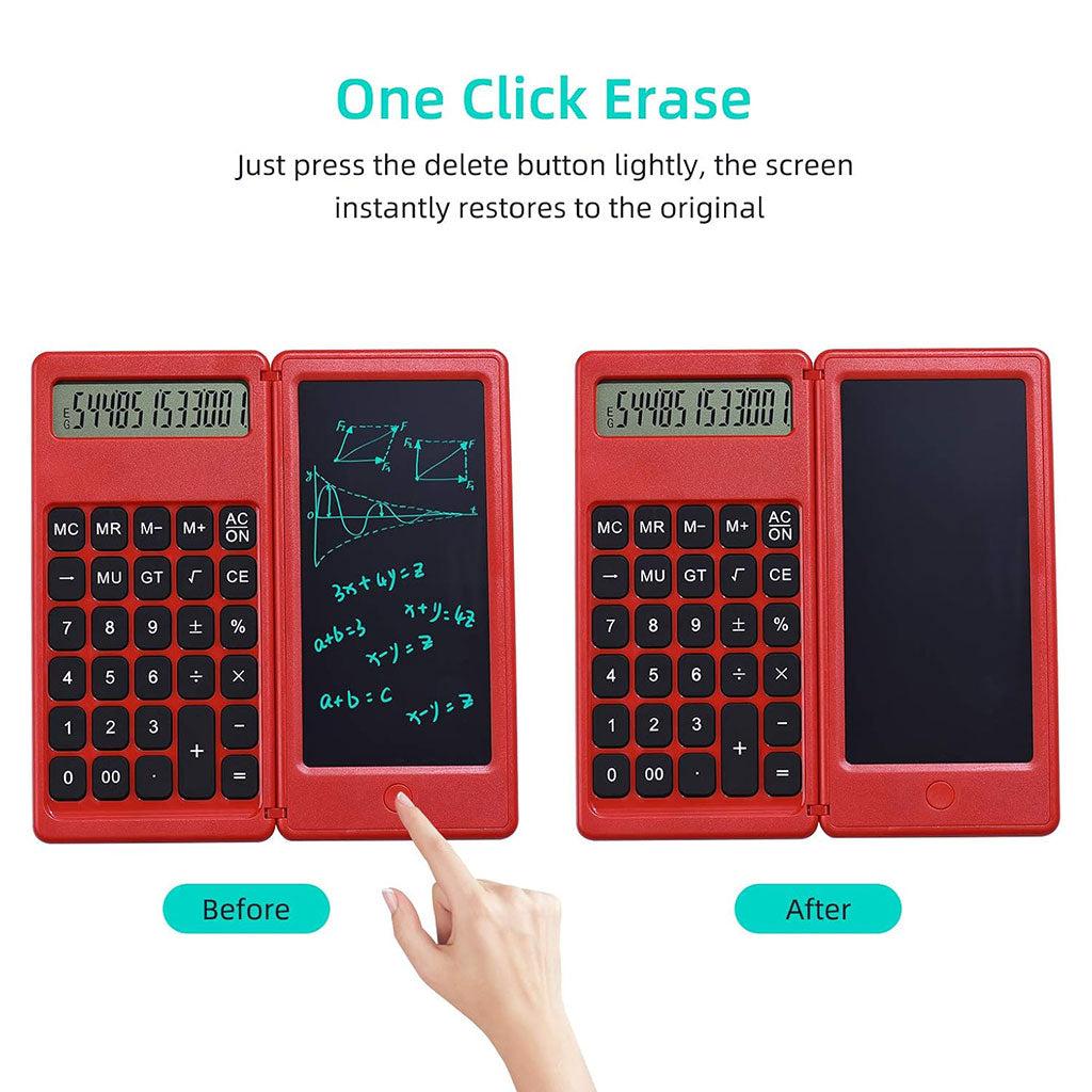 Calculatrice pliable et numérique avec tablette d’écriture LCD 6 pouces – آلة حاسبة ولوحة كتابة 2في1