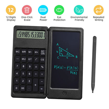 Calculatrice pliable et numérique avec tablette d’écriture LCD 6 pouces – آلة حاسبة ولوحة كتابة 2في1