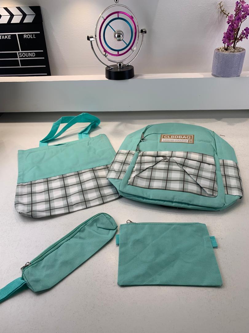 Ensemble de sacs d’école Kawai pour adolescents 4Pcs CLBD V4 Vert – محفظة 4 قطع كاواي أخضر