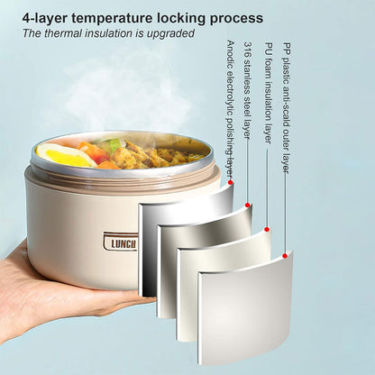 Lunch Box 4 étage avec Sac Isotherme Isolant – حافظة طعام حرارية 4 طبقات قابلة للاستخدام في الميكروويف