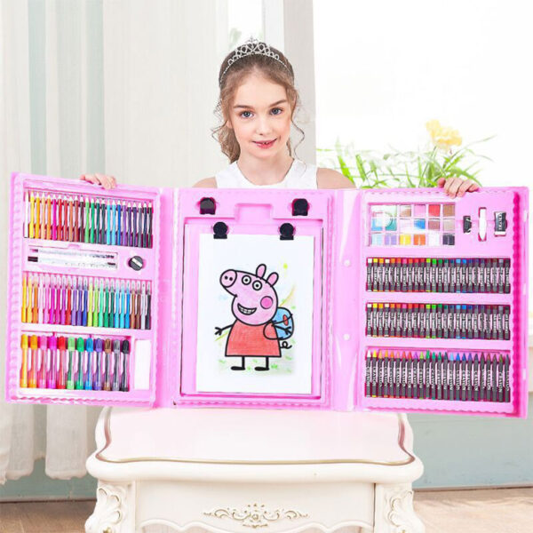 Kit de dessin pour enfants 208Pcs avec chevalet double face à trois volets – طقم الرسم للأطفال