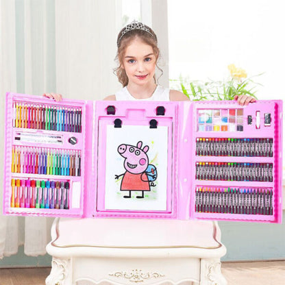 Kit de dessin pour enfants 208Pcs avec chevalet double face à trois volets – طقم الرسم للأطفال