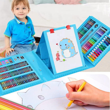 Kit de dessin pour enfants 208Pcs avec chevalet double face à trois volets – طقم الرسم للأطفال