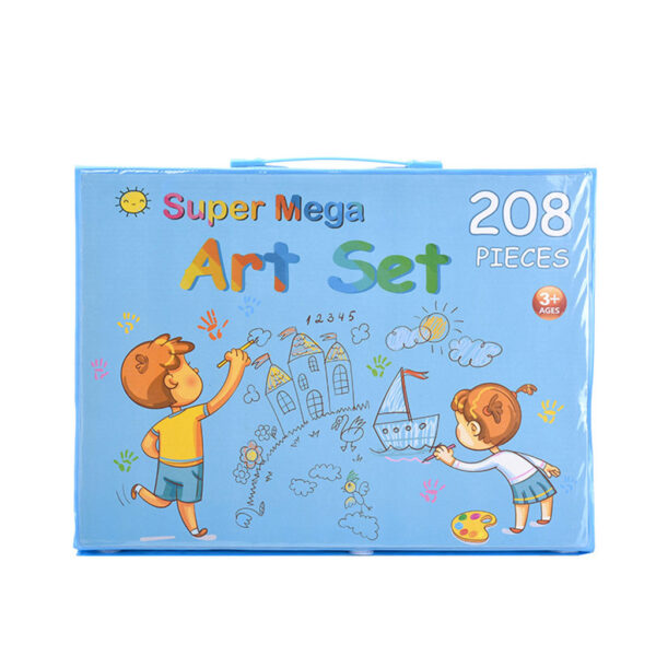 Kit de dessin pour enfants 208Pcs avec chevalet double face à trois volets – طقم الرسم للأطفال
