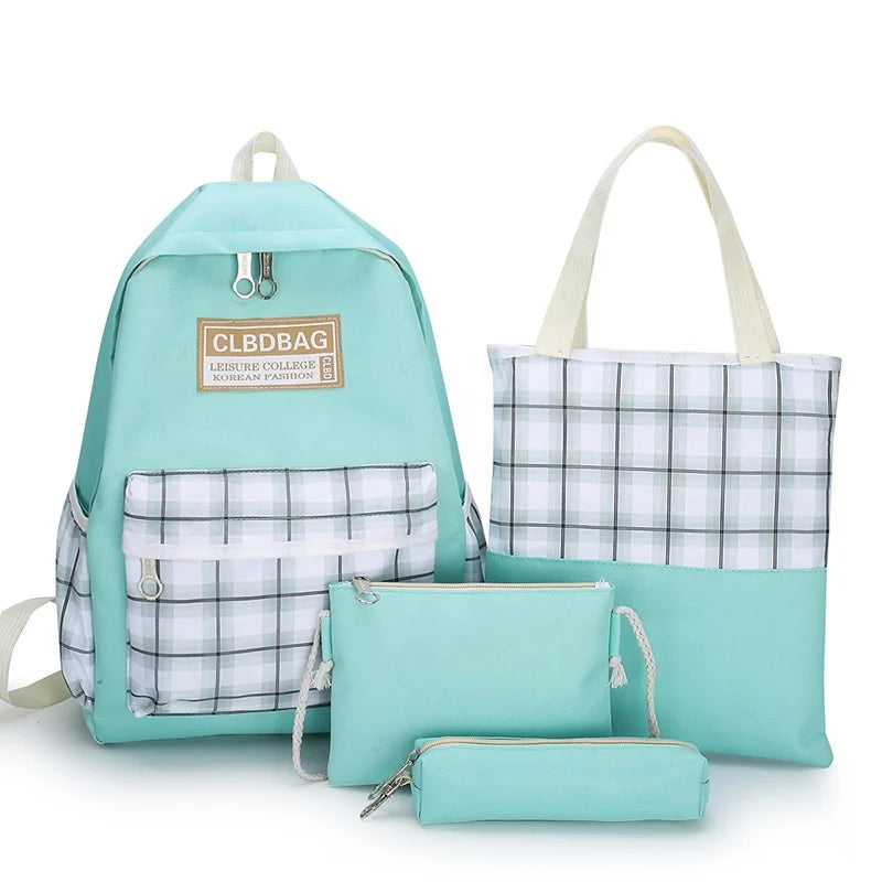 Ensemble de sacs d’école Kawai pour adolescents 4Pcs CLBD V4 Vert – محفظة 4 قطع كاواي أخضر