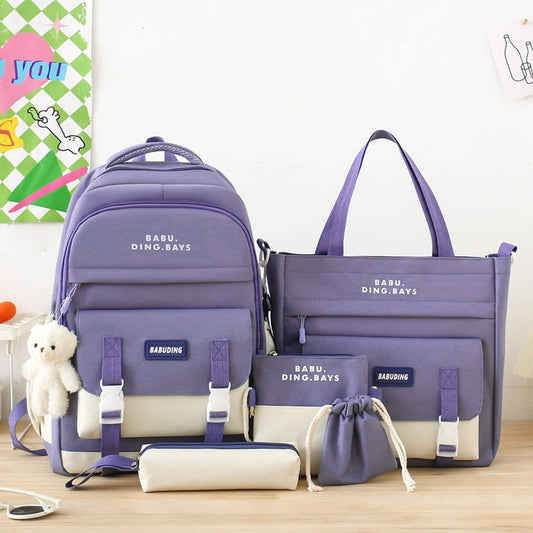 Ensemble de sacs d’école Kawai pour adolescents 5Pcs Bieyoumi Fashion  – محفظة 5 قطع كاواي