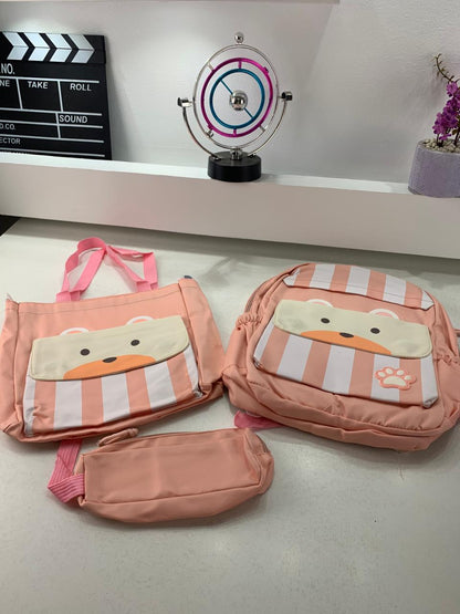 Ensemble de sacs d’école Kawai pour adolescents 3Pcs Ours  – محفظة 3 قطع كاواي