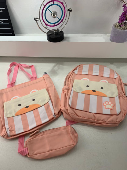 Ensemble de sacs d’école Kawai pour adolescents 3Pcs Ours  – محفظة 3 قطع كاواي