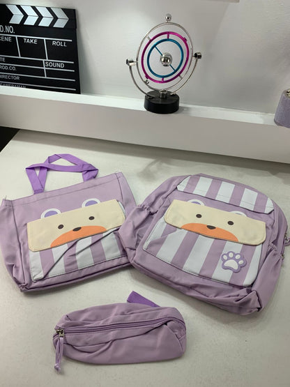 Ensemble de sacs d’école Kawai pour adolescents 3Pcs Ours  – محفظة 3 قطع كاواي