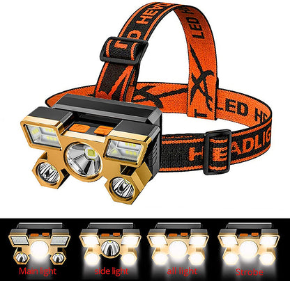 Lampe frontale portable rechargeable USB à 5 LED avec batterie intégrée