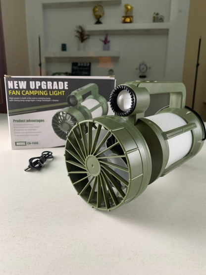 Lanterne de camping LED Rechargeable avec Ventilateur et 4 modes d’éclairage – مصباح ومروحة محمولة