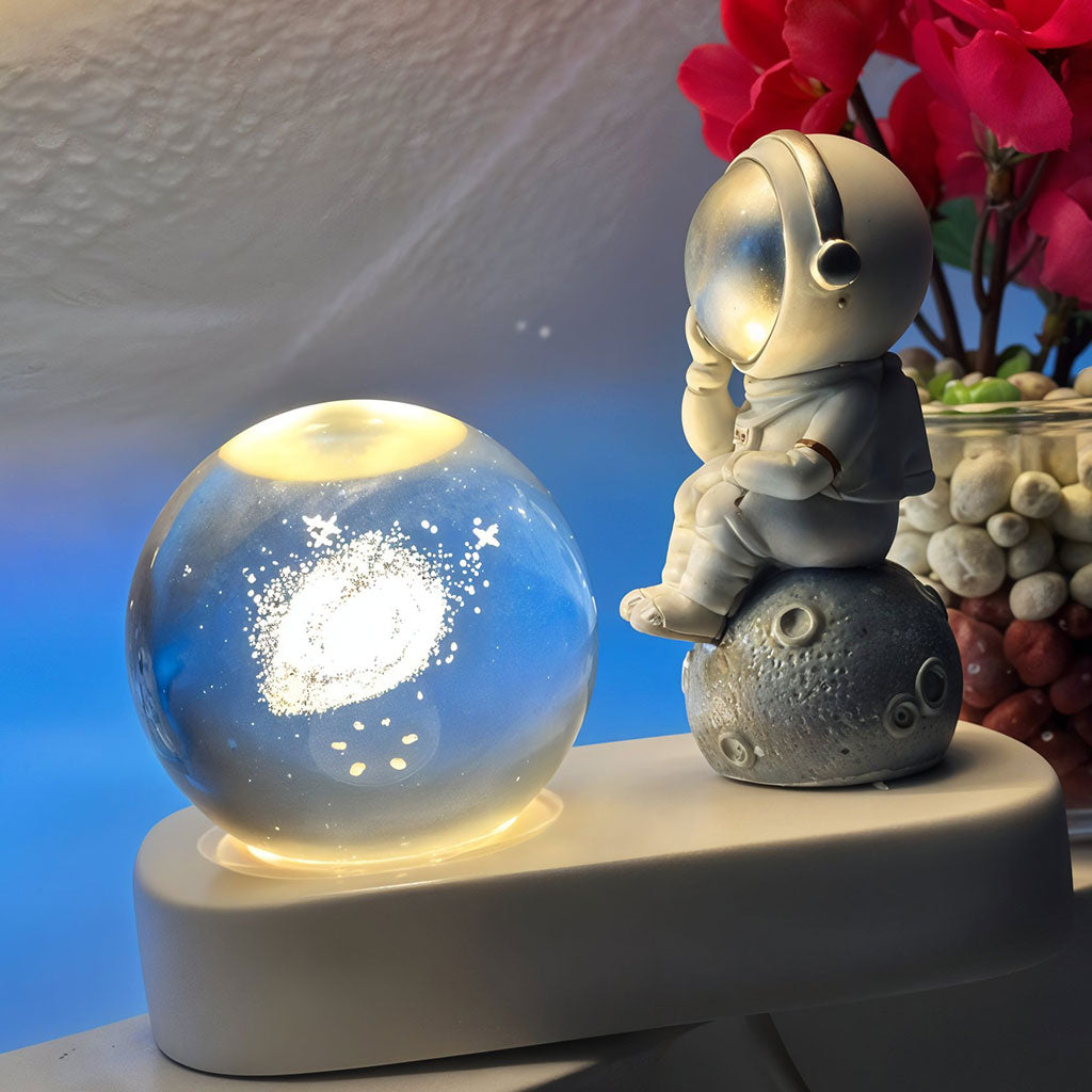 Veilleuse 3D en Forme de Boule de Cristal pour Astronaute