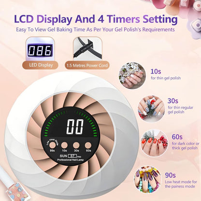 Lampe à Ongles UV LED 268W avec Capteur Automatique et 4 Minuteries – مصباح العناية بالأظافر