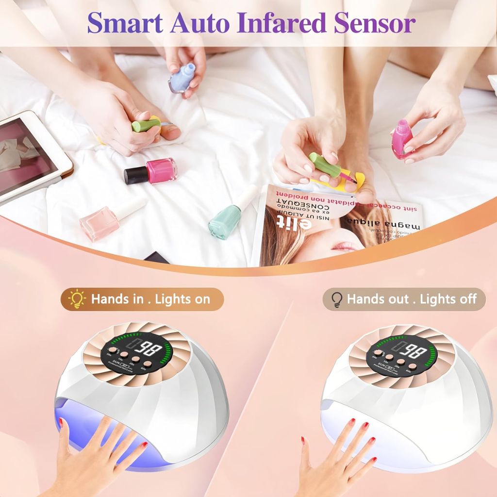 Lampe à Ongles UV LED 268W avec Capteur Automatique et 4 Minuteries – مصباح العناية بالأظافر
